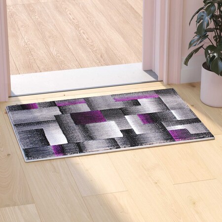 Flash Furniture Purple 2' x 3' Modern Color Blocked Area Rug ACD-RGTRZ861-23-PU-GG